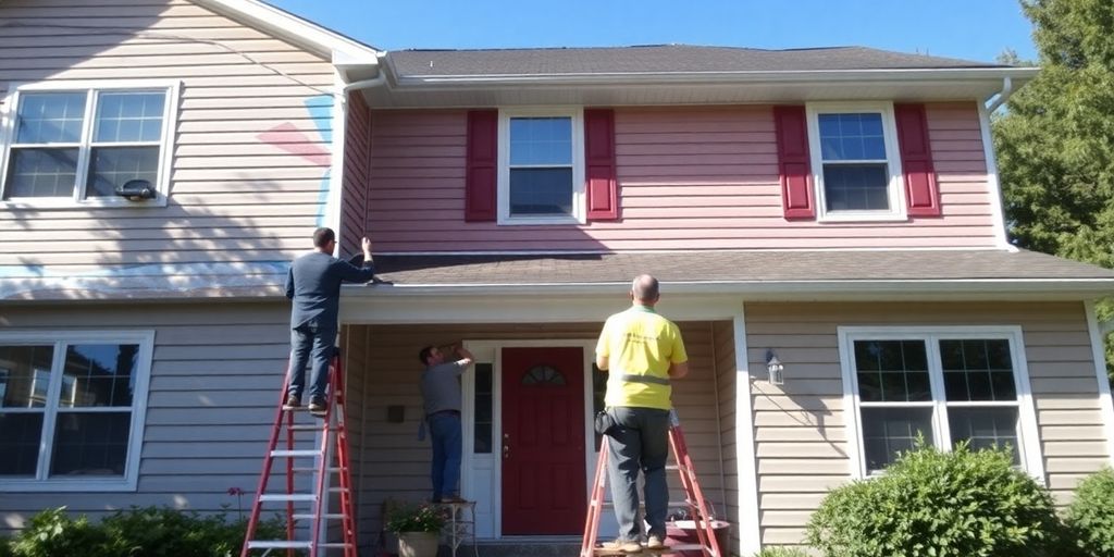 Home exterior with freshly painted walls.