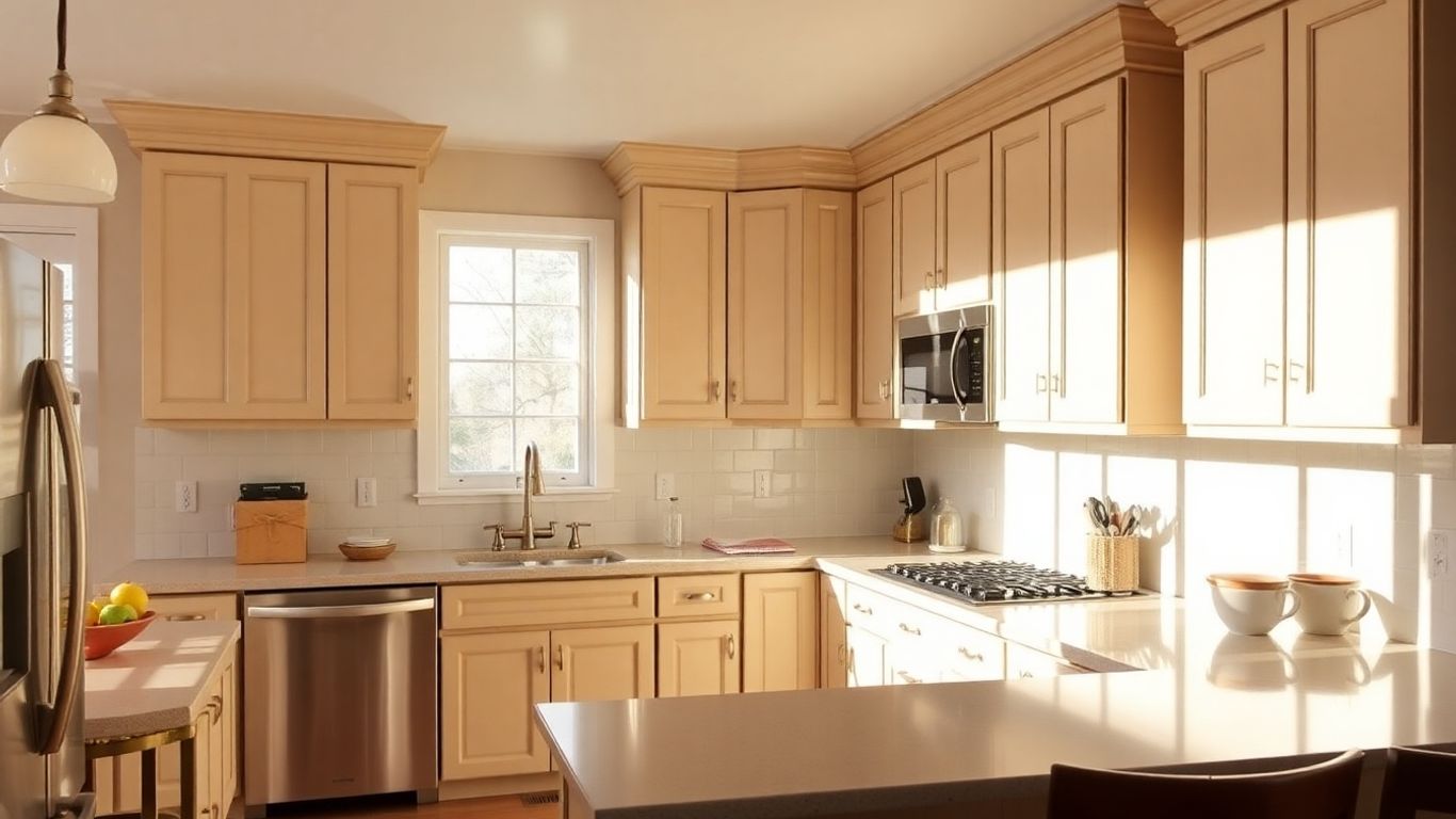 Newly painted kitchen cabinets in a bright, modern style.