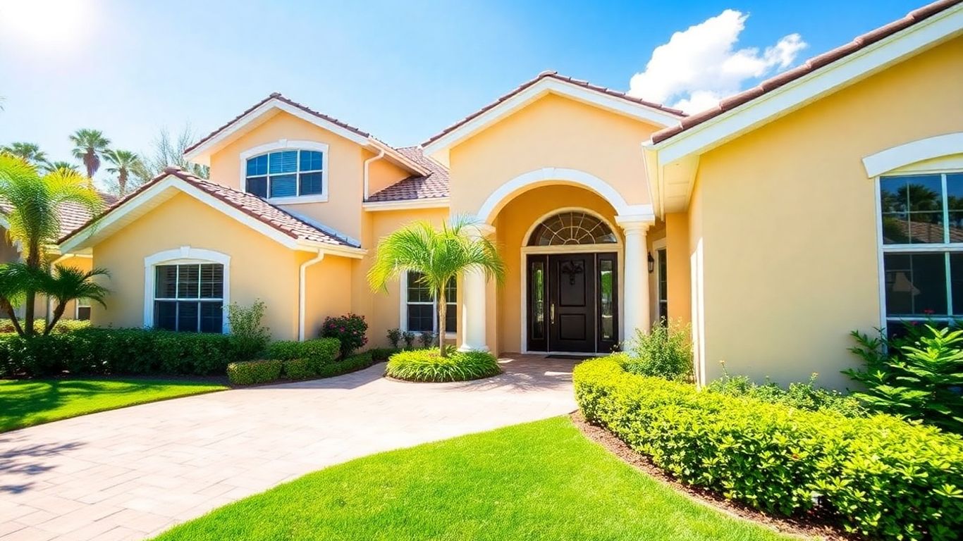 Orlando home exterior painted beautifully with landscaping.