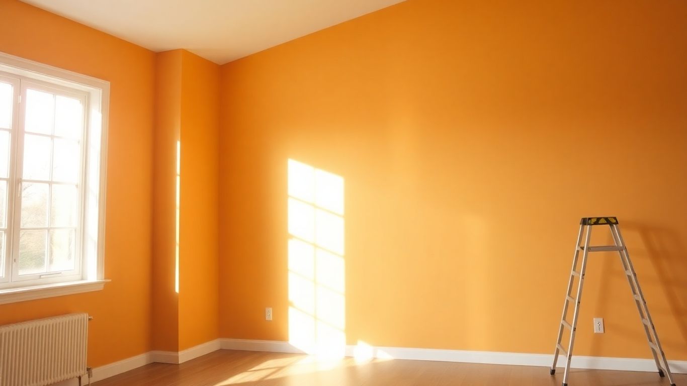Newly painted living room with bright natural light.