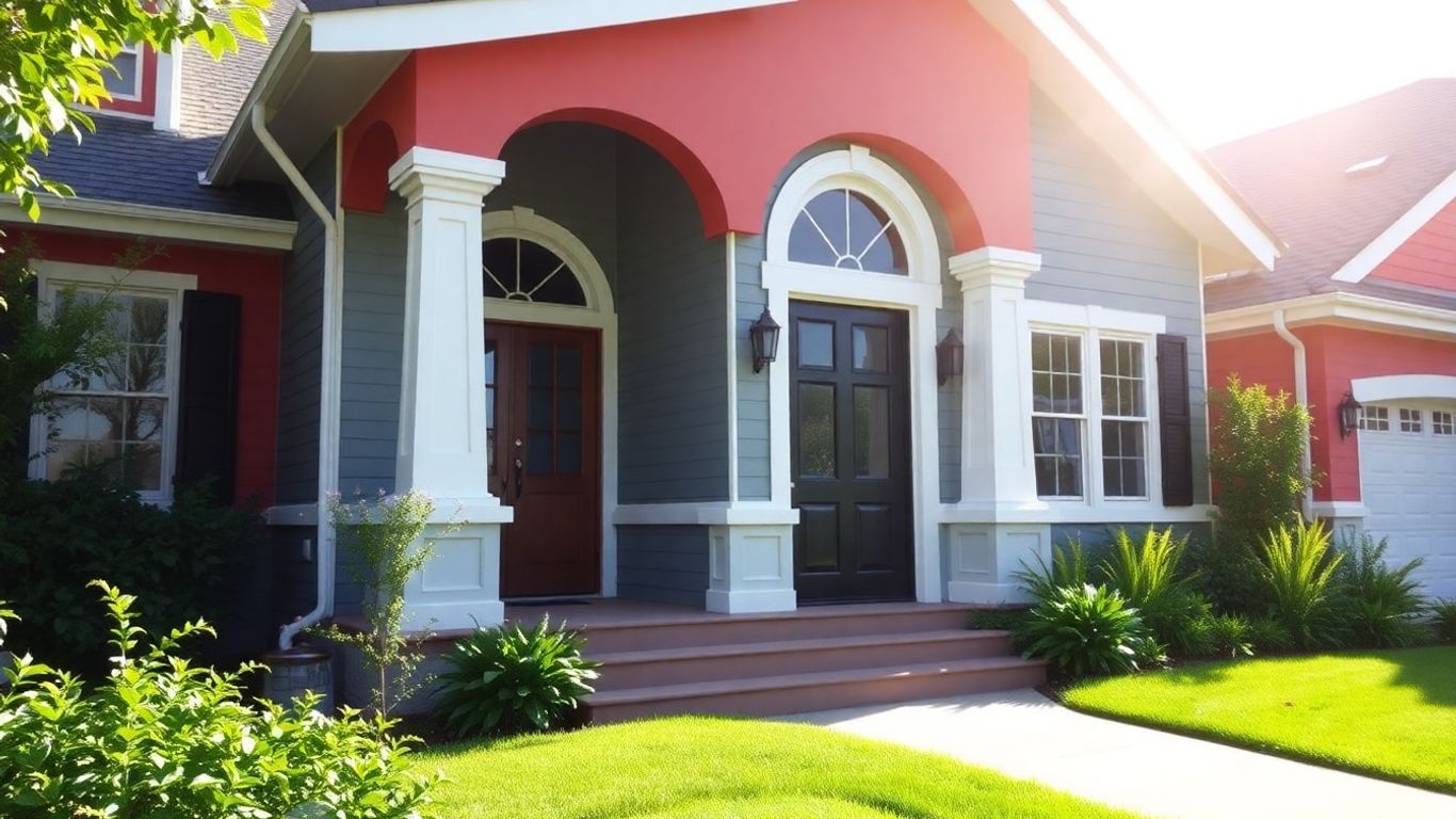 House exterior with fresh paint and vibrant colors.