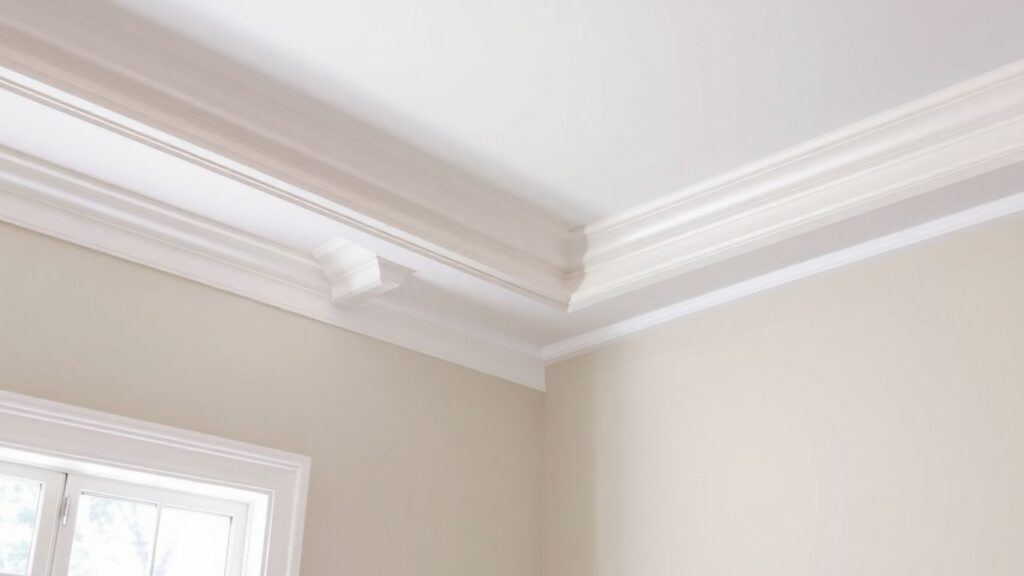Elegant crown molding in a well-lit room.