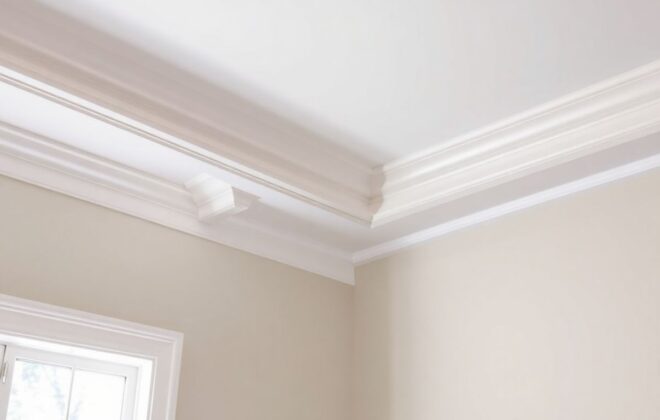 Elegant crown molding in a well-lit room.