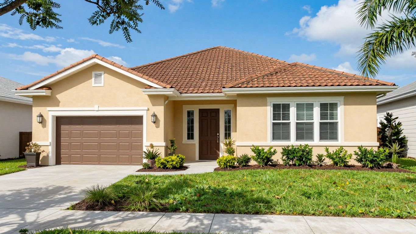 Orlando home exterior with fresh paint and landscaping.