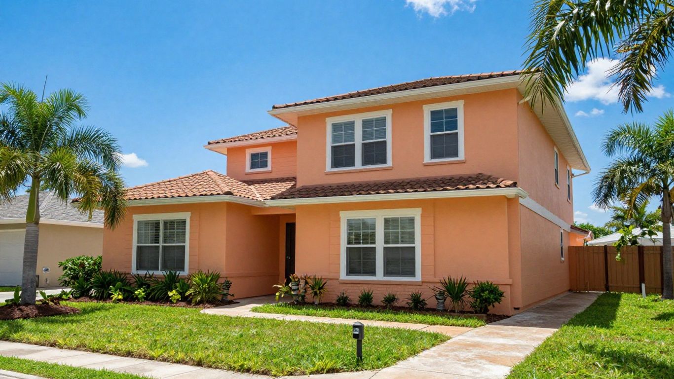 Orlando house exterior freshly painted with landscaping.
