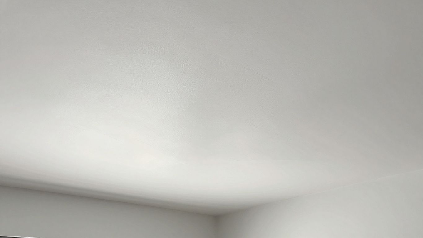 Newly painted white ceiling with smooth texture.