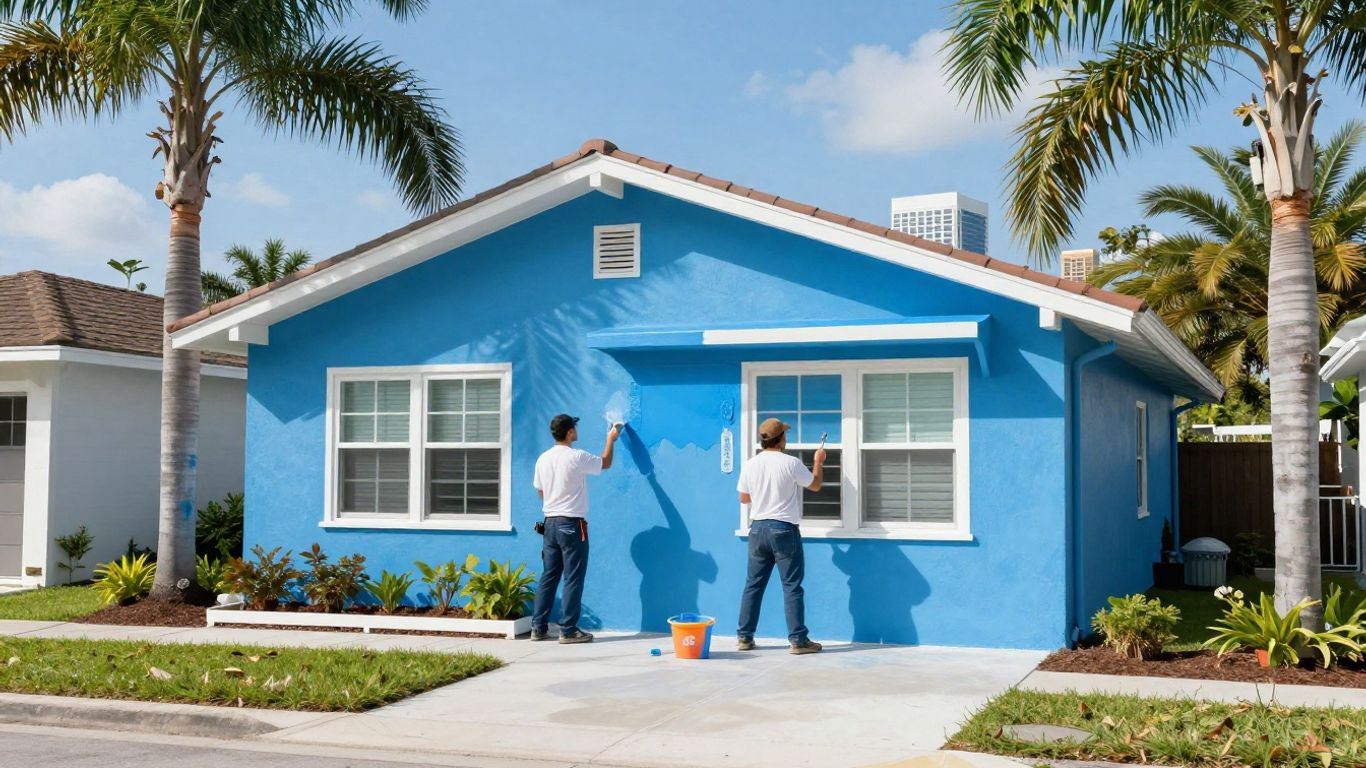 Orlando painting crew working on a house exterior.