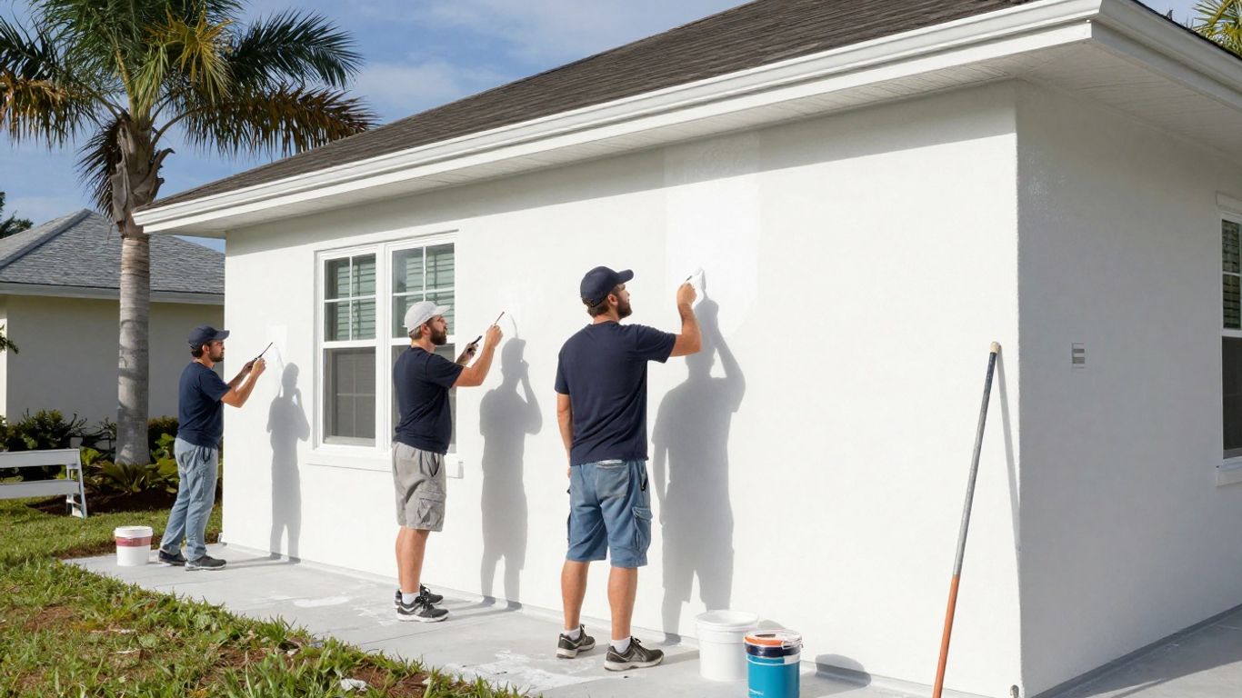 Professional painters working on a house exterior in Orlando.