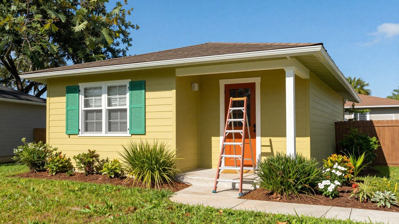 Orlando home exterior with fresh paint and landscaping.
