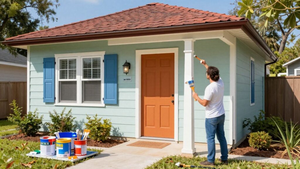 Painter working on a house in Orlando.