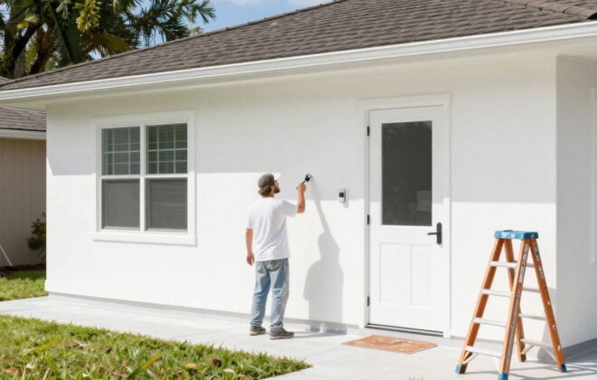 Painting contractors working on a house in Orlando.