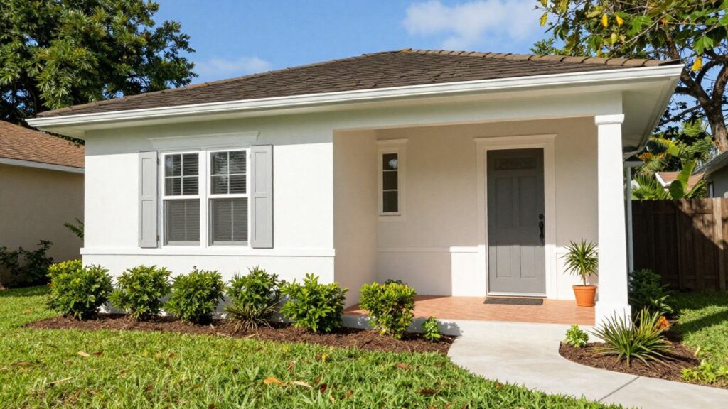 Orlando house exterior with fresh paint and landscaping.