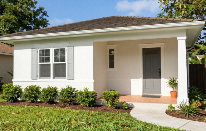 Orlando house exterior with fresh paint and landscaping.