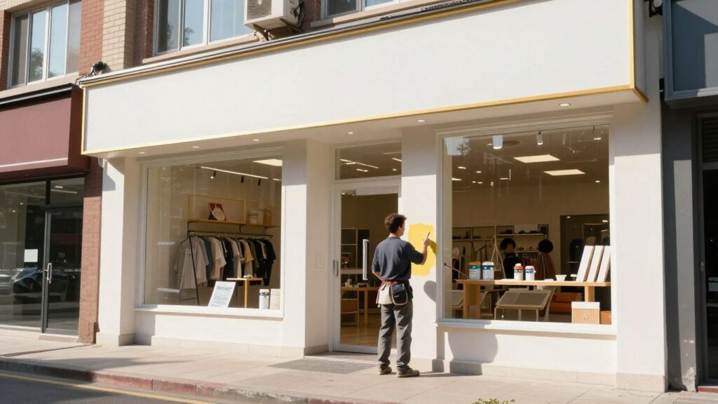 Retail store exterior freshly painted by experts.
