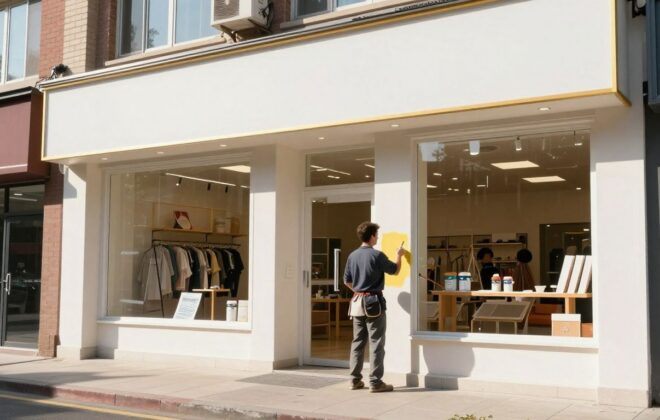 Retail store exterior freshly painted by experts.